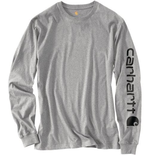 T-shirt manche long, coton Signature gris charbon, homme 2TG