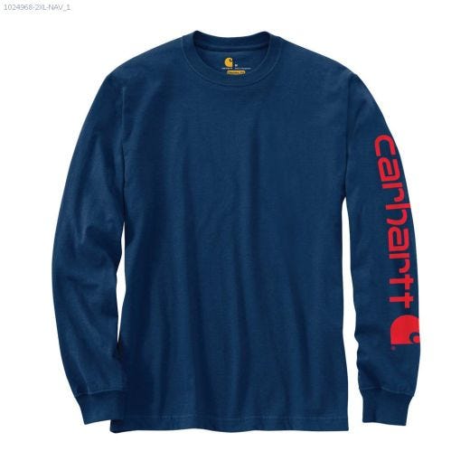 Navy Cotton 2XL Men's Signature Long Sleeve T-Shirt