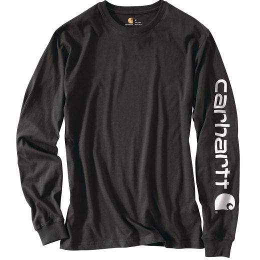 T-shirt manche long, coton Signature noir, homme M