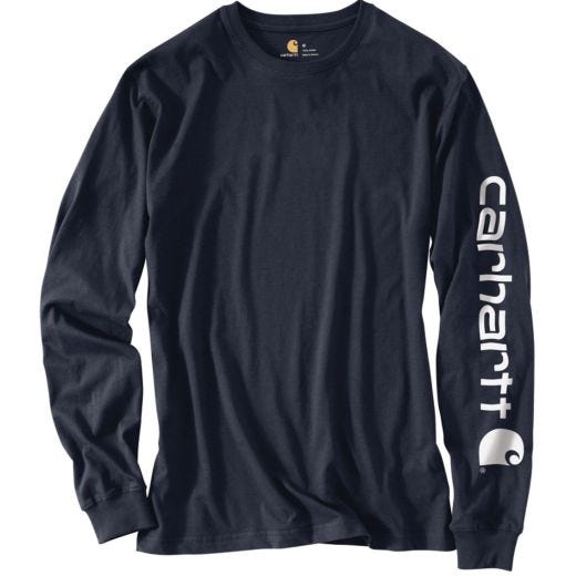T-shirt manche long, coton Signature marine, homme M