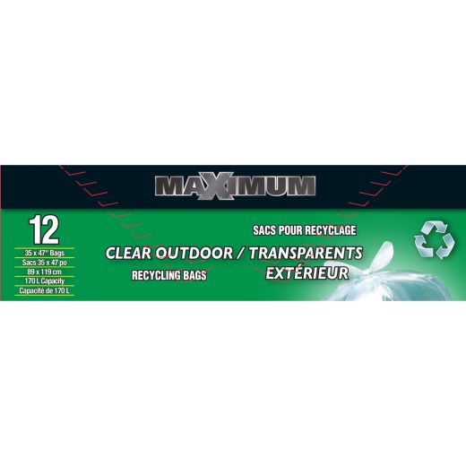 Maximum Garbage Bag Clear 35" x 47"-12 Count