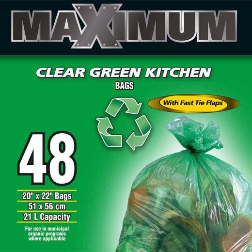 Maximum Recyling Bag Green 20" x 22"-48 Count