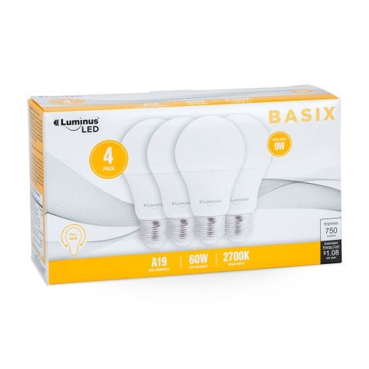 9w LED A19 Bulb 4 Pack