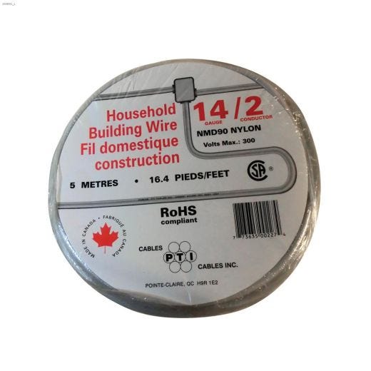 5m 14\/2 White Wire