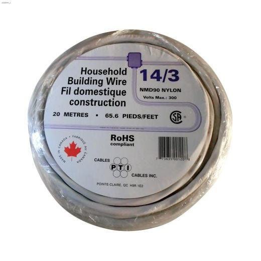 20m 14\/3 White Wire