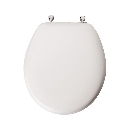 Round Molded Wood Toilet Seat With Chrome Hinge