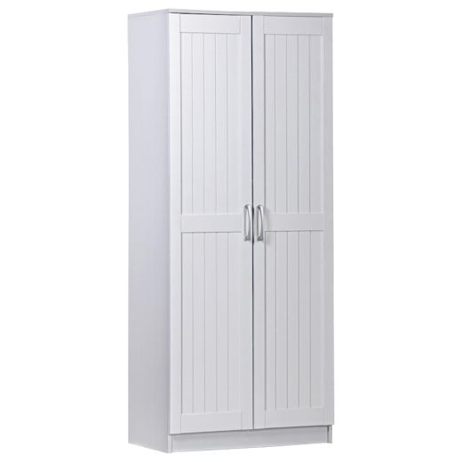 Two-Door Beaded Panel Pantry in White