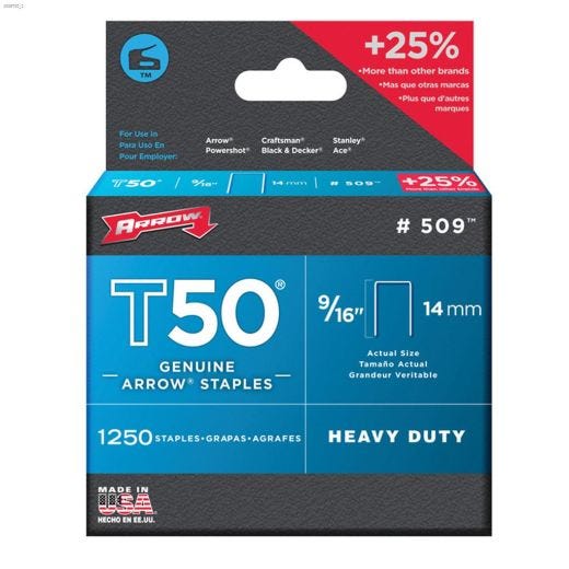 T50\u00ae 9\/16\" x 3\/8\" Steel Galvanized Flat Crown Staple