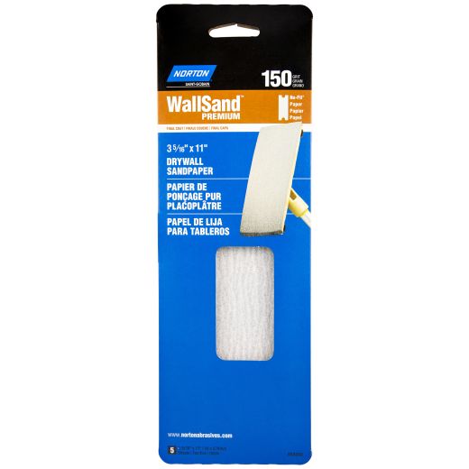 3-5/16 x 11" Drywall Paper Sheet 150grit Handy Pack-5/Pack