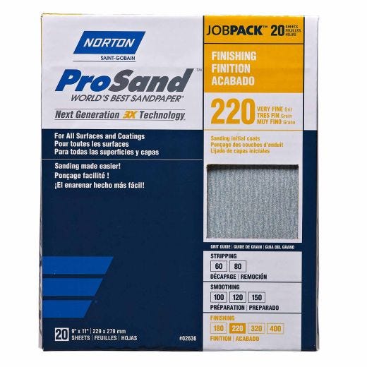 Prosand Sanding Sheet 9 X 11 220grit Job Pack-20/Pack