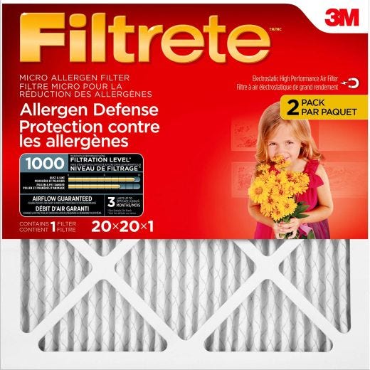 3M Filtrete Micro Allergen Air Filter 20 X 20 X 1 -2/Pack