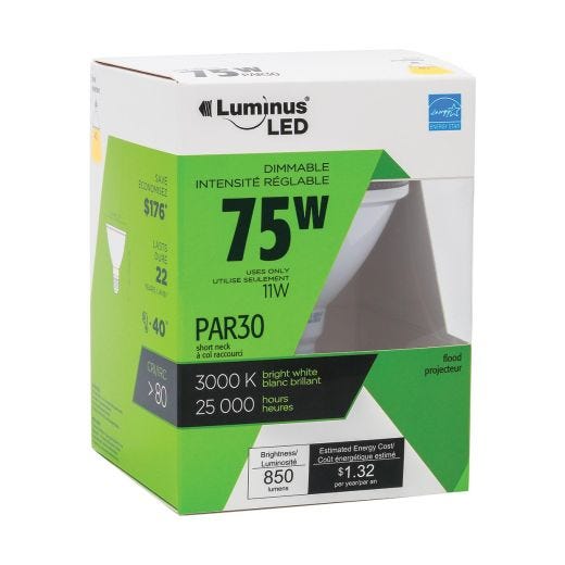 11 Watt PAR30sn LED Bulb 850l/ 3000k-2/Pack