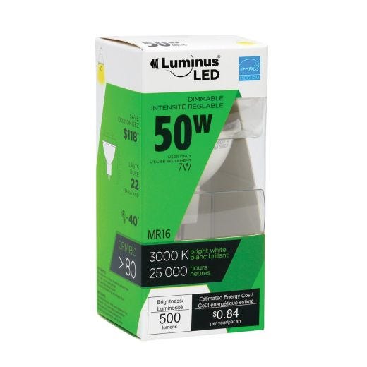 7 Watt MR16 LED Bulb 500l/3000k