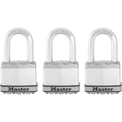 2" Wide Laminated Padlock with 1-1/2" Shackle-3/Pack