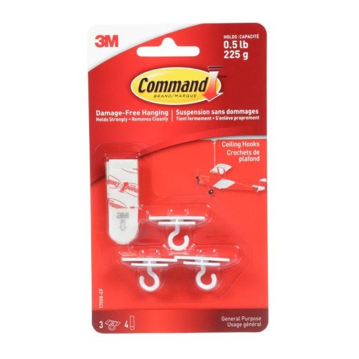 Command™ Party Ceiling Hook, White