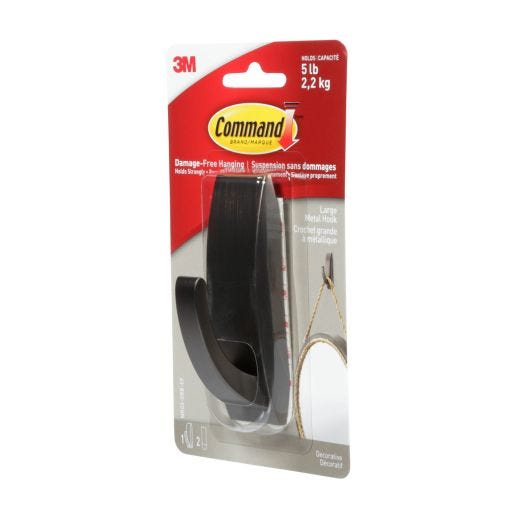 Command™ Large Modern Reflections Metal Hook, Brushed Nickel