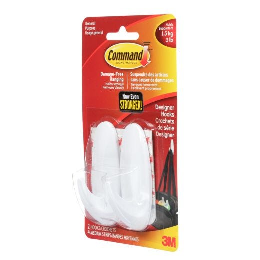 Command™ Medium Designer Hook, White