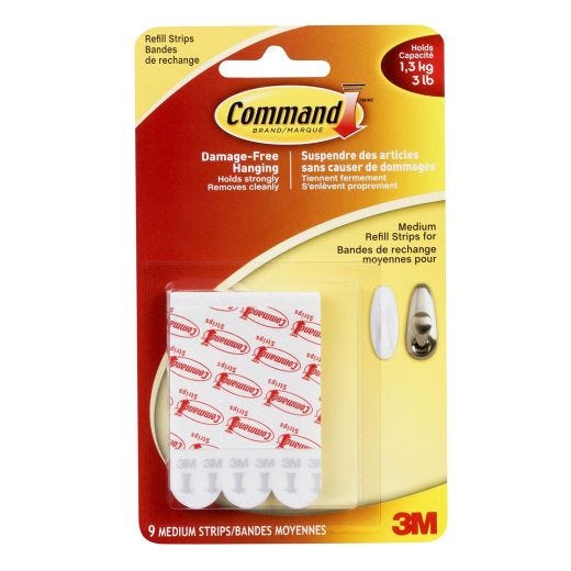 Command™ Medium Refill Strips, White