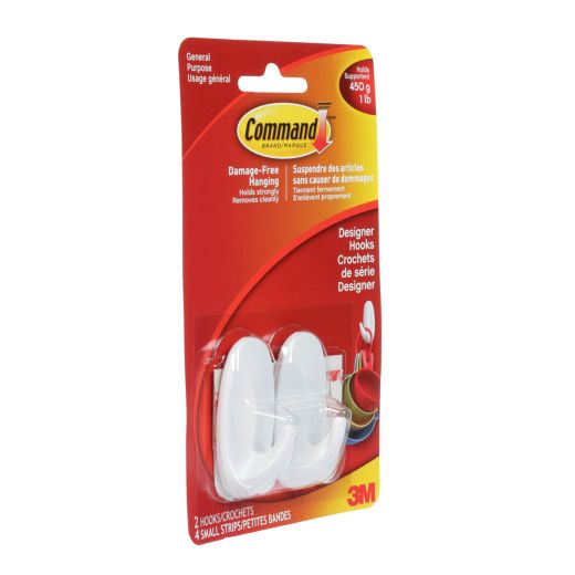 Command™ Small Designer Hook, White