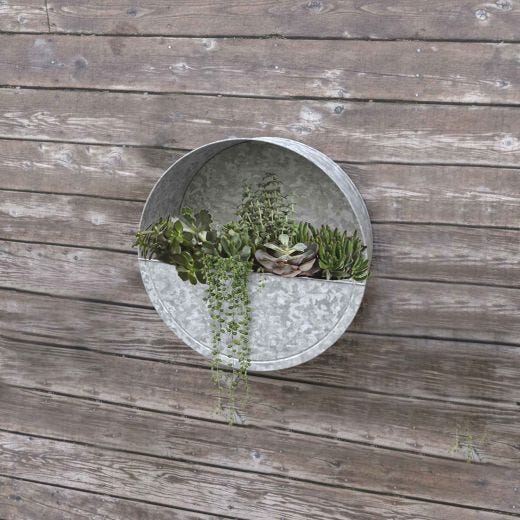 14" Galvanized Round Wall Pot