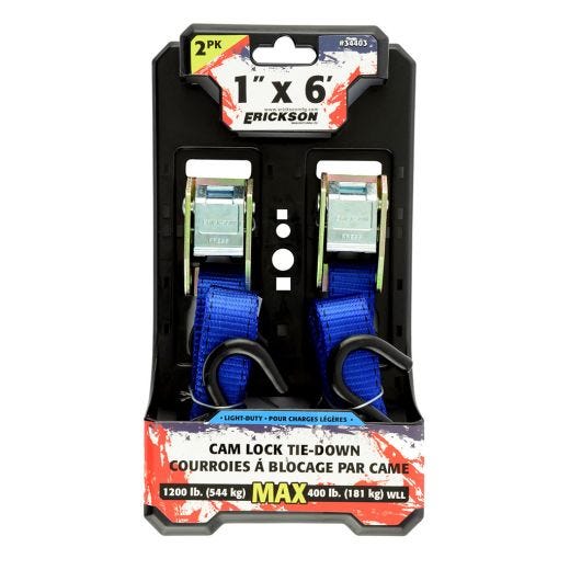 1" x 6' Cam Strap 1200 Lb-2/Pack