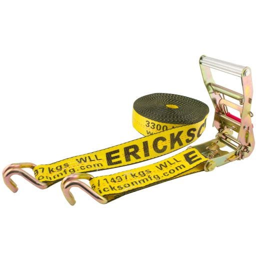 2" x 30' Ratchet with Double "J" Hooks 10,000 Lb