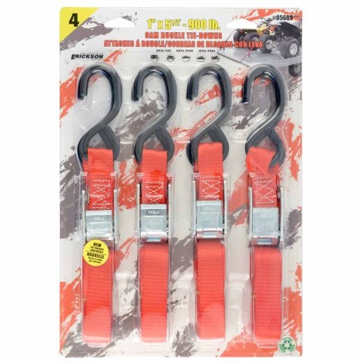 1" x 5.5' Cam Strap 900 Lb-4/Pack