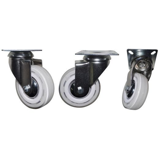 3" White Swivel Caster Chrome Finish