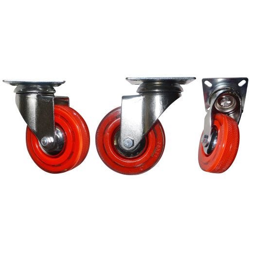 3" Red Swivel Caster Chrome Finish