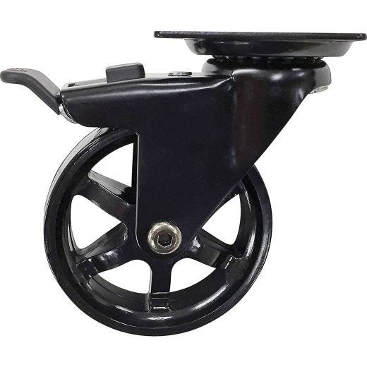 3" Black Swivel Caster W/Front Brake