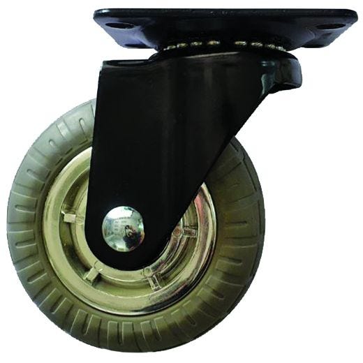 Roue pivotante caoutchouc 4 po usage général rayons chromés