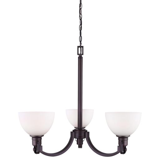 Rowan 3 Light Chandelier With Opal Glass