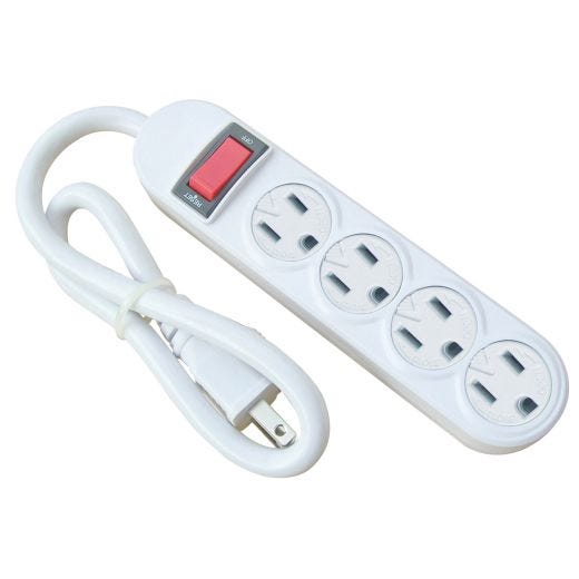 4 Outlet Power Strip 1.5' Cord