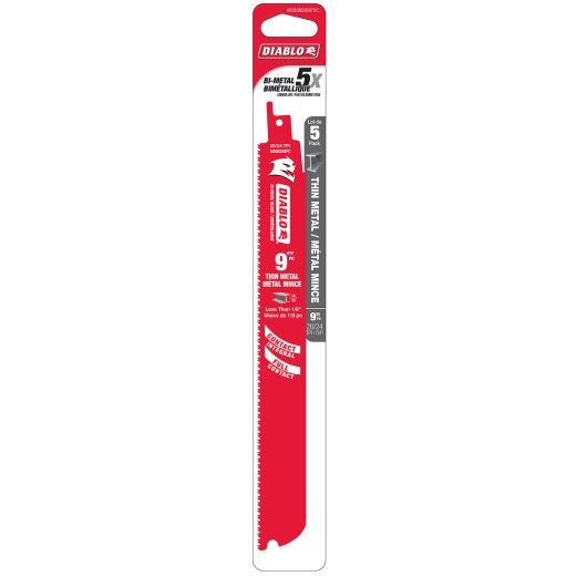 9 Inch Bi-Metal Thin Metal Reciprocating Blade-5/Pack
