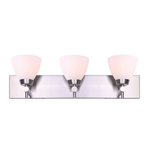 Noah 3 Light Vanity, Brushed Nickel, Flat Opal Glass