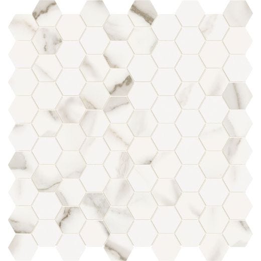 1.25"x1.25" Calacatta Oro Mayfair Hex Mosaic 9.69 Sq-Ft/Bx