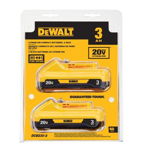 Dewalt 20V Max Lithium Ion Compact 3.0ah Battery-2/Pack