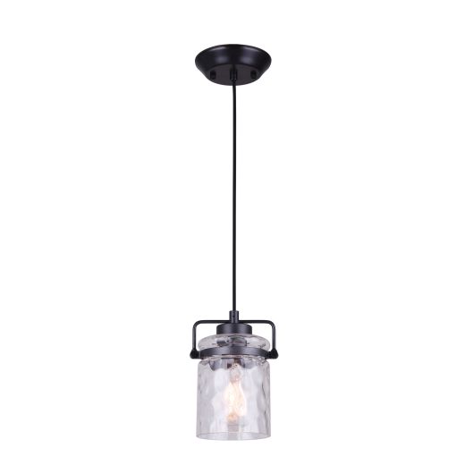 Arden 1 Light Cord Pendant, Graphite, Watermark Glass