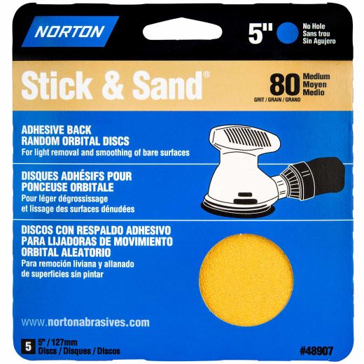 5" Stick & Sand 80 Grit Disc-5/Pack