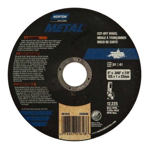 5" x .040" x 7/8" Metal Cut-Off Wheel