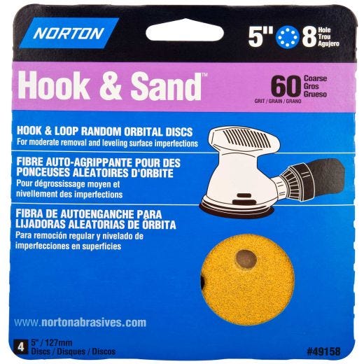 5" x 8 Hole Disc Aluminum Oxide 60 Grit-4/Pack