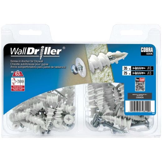 Wall Driller #6 & #8 Nylon Anchors with Screws