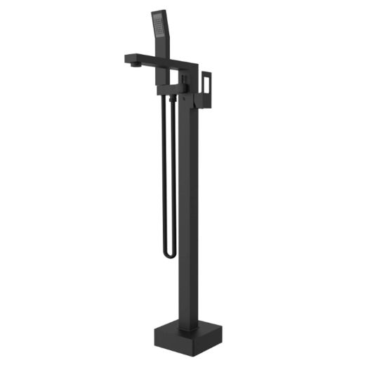 Floor Mounted Bath Filler with Handheld Shower Black Matte