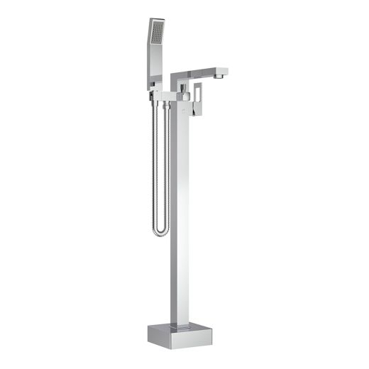 Floor Mounted Bath Filler with Handheld Shower In Chrome