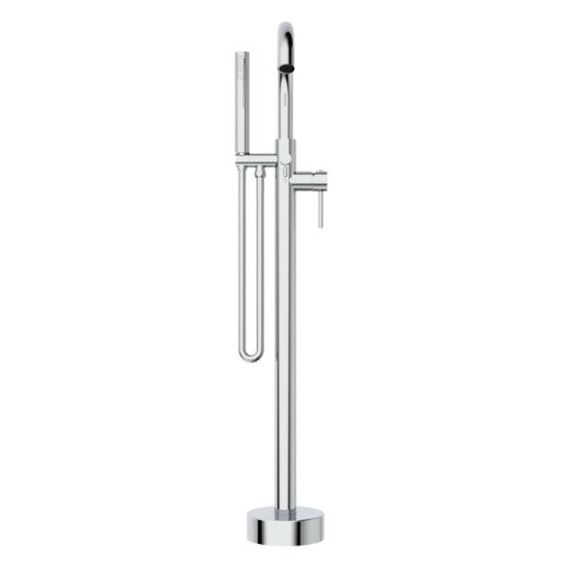 Floor Mounted Bath Filler with Hand Held Shower in Chrome