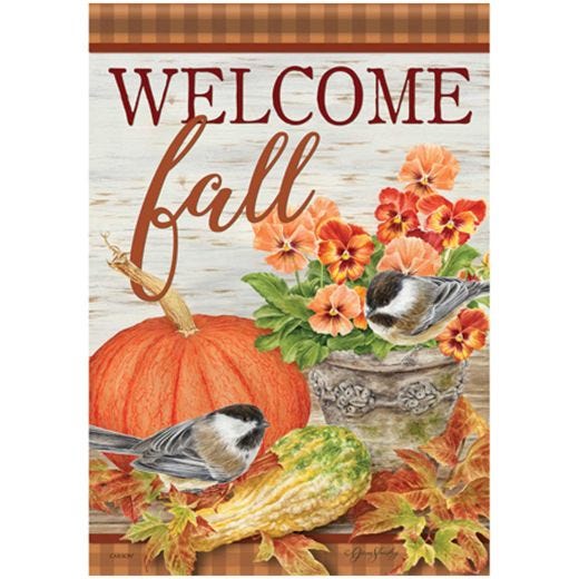 Pumpkin and Pansies Garden Flag