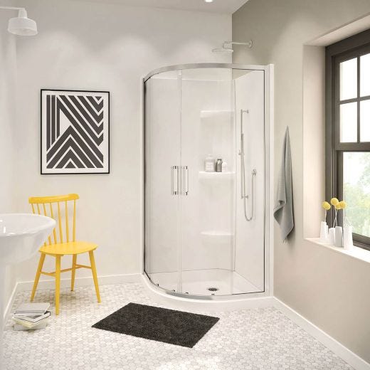 White Radia Neo-Round Slding Shower Door