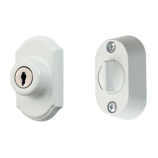 Keyed Deadbolt In White