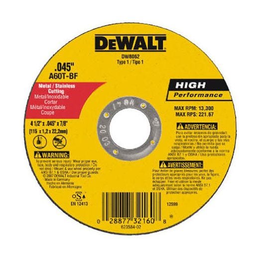 4-1/2 Inch x .045 Inch Thick Metal Cutting Wheel