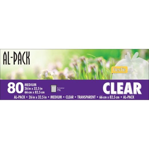 Medium Clear Bags 26 x 32.5 Flex-Tie-80/Pack